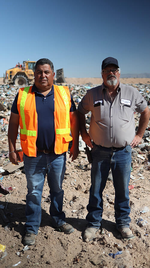 Tito Marquez of Sierra Machinery with Jim Bramble of Otero Greentree Regional Landfill