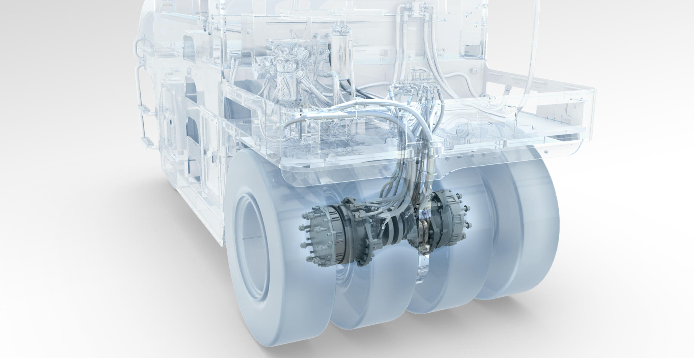 3D sheme showing adjustable water flow hydrostatic drive smooth operation
