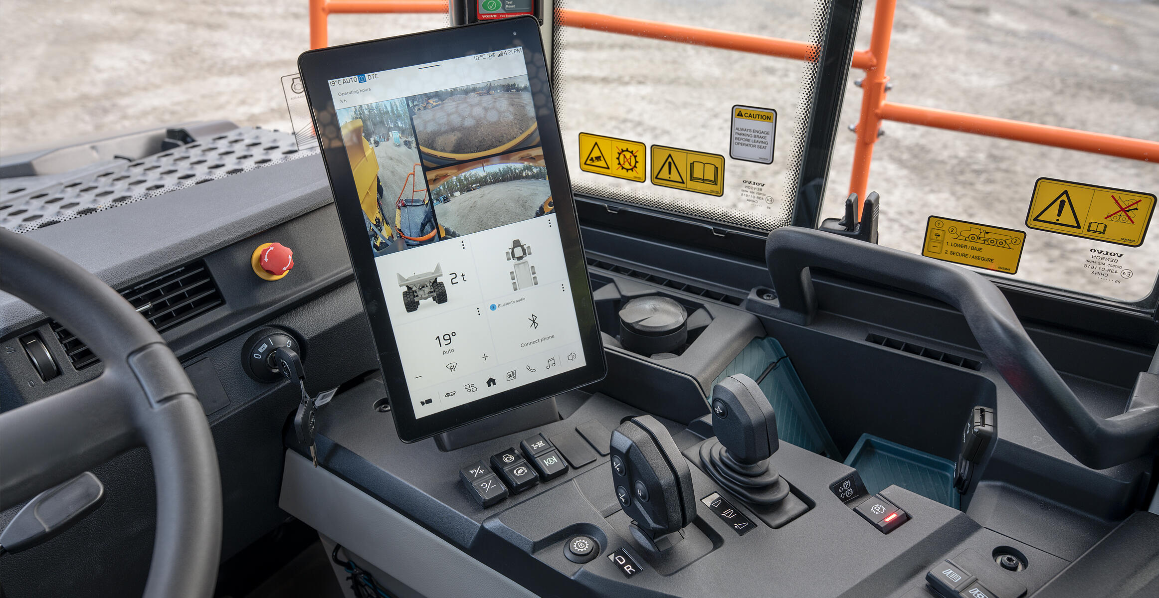 La cabine d'un nouveau tombereau articulé électrique Volvo A30 Electric