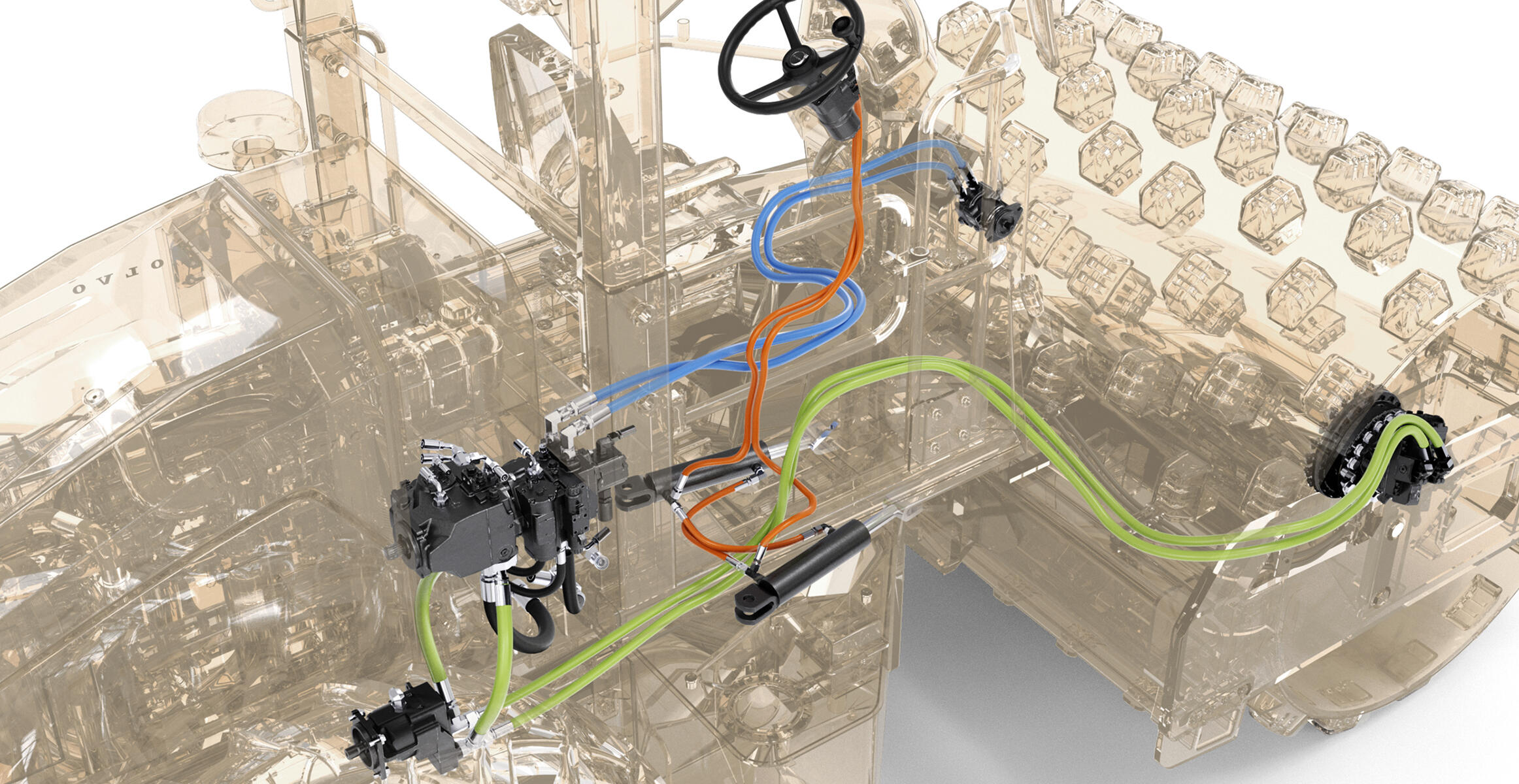 Here, the image schematically represents the hydraulic circuit of an SD120 soil compactor.