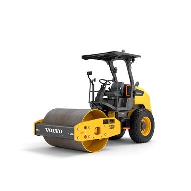 Volvo SD70 soil compactor parked on site