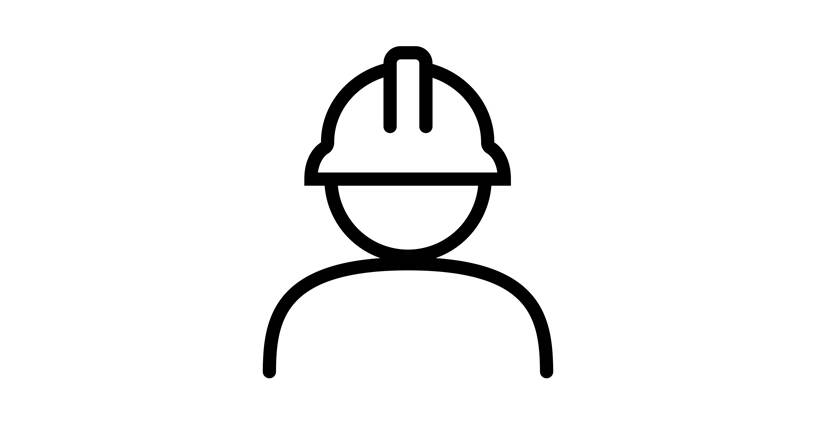 Icon illustrating person with hardhat
