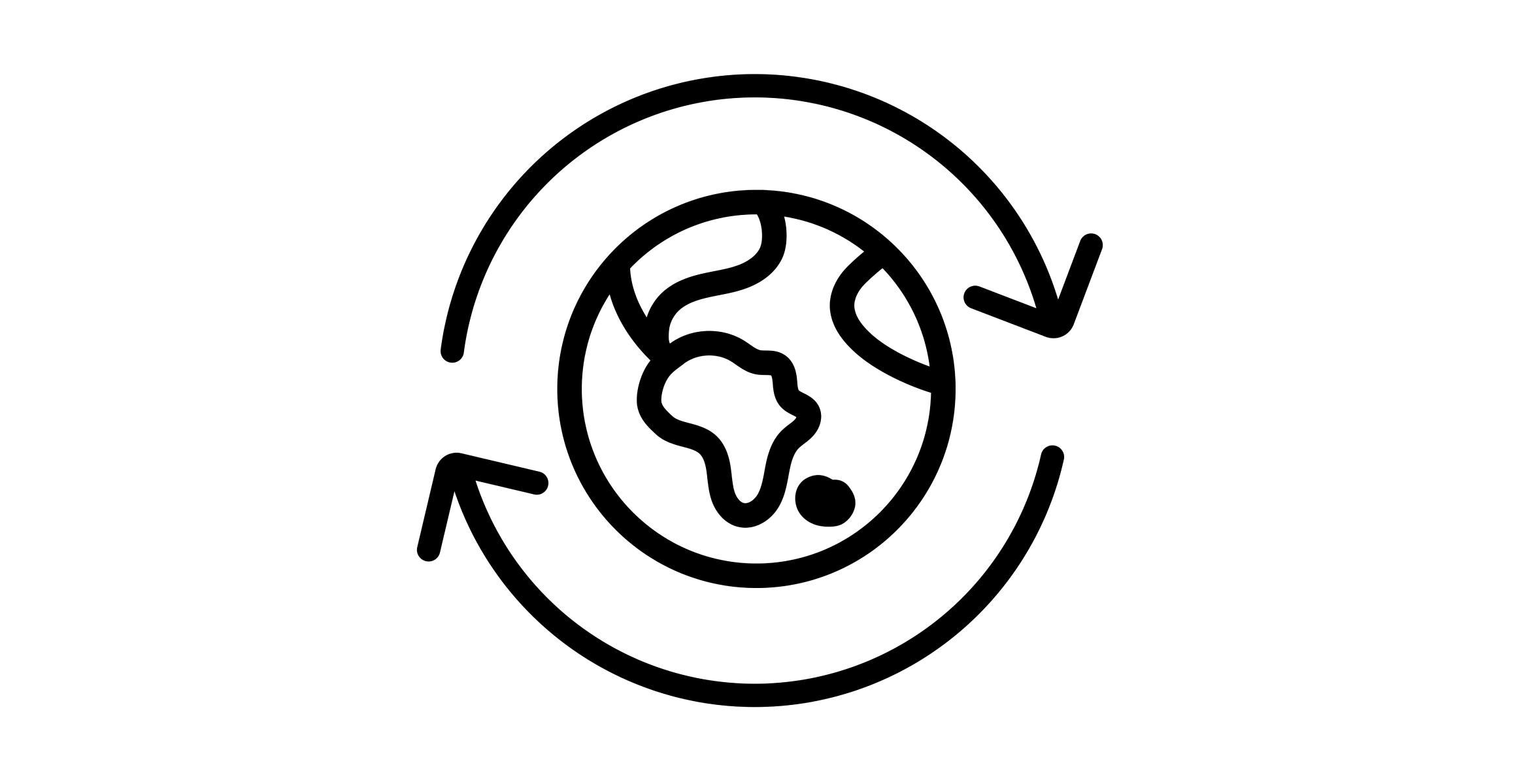 Icon illustrating earth arrows circling the globe