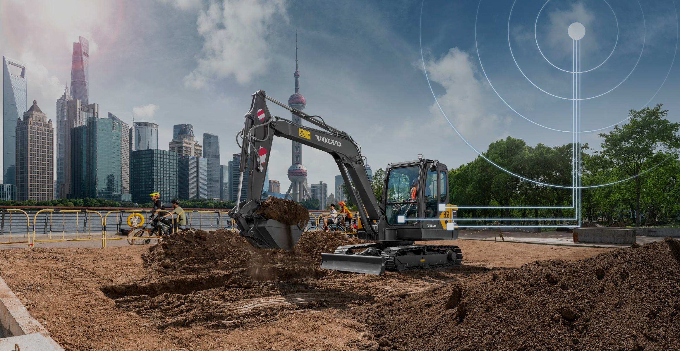 Excavator at work site