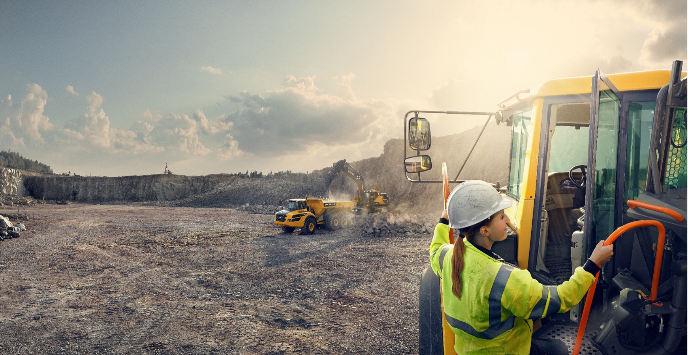 Person climbing into a machine