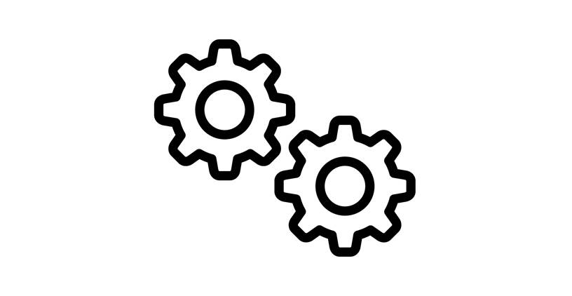 Icon illustrating two cogwheels 