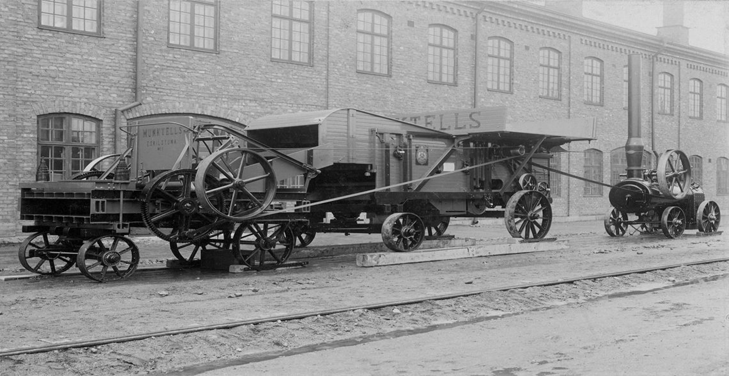 Black and white photo of historical machines from Volvo CE