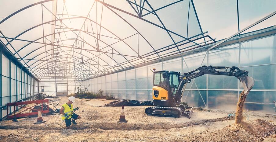 Volvo excavator at work, Eden Project