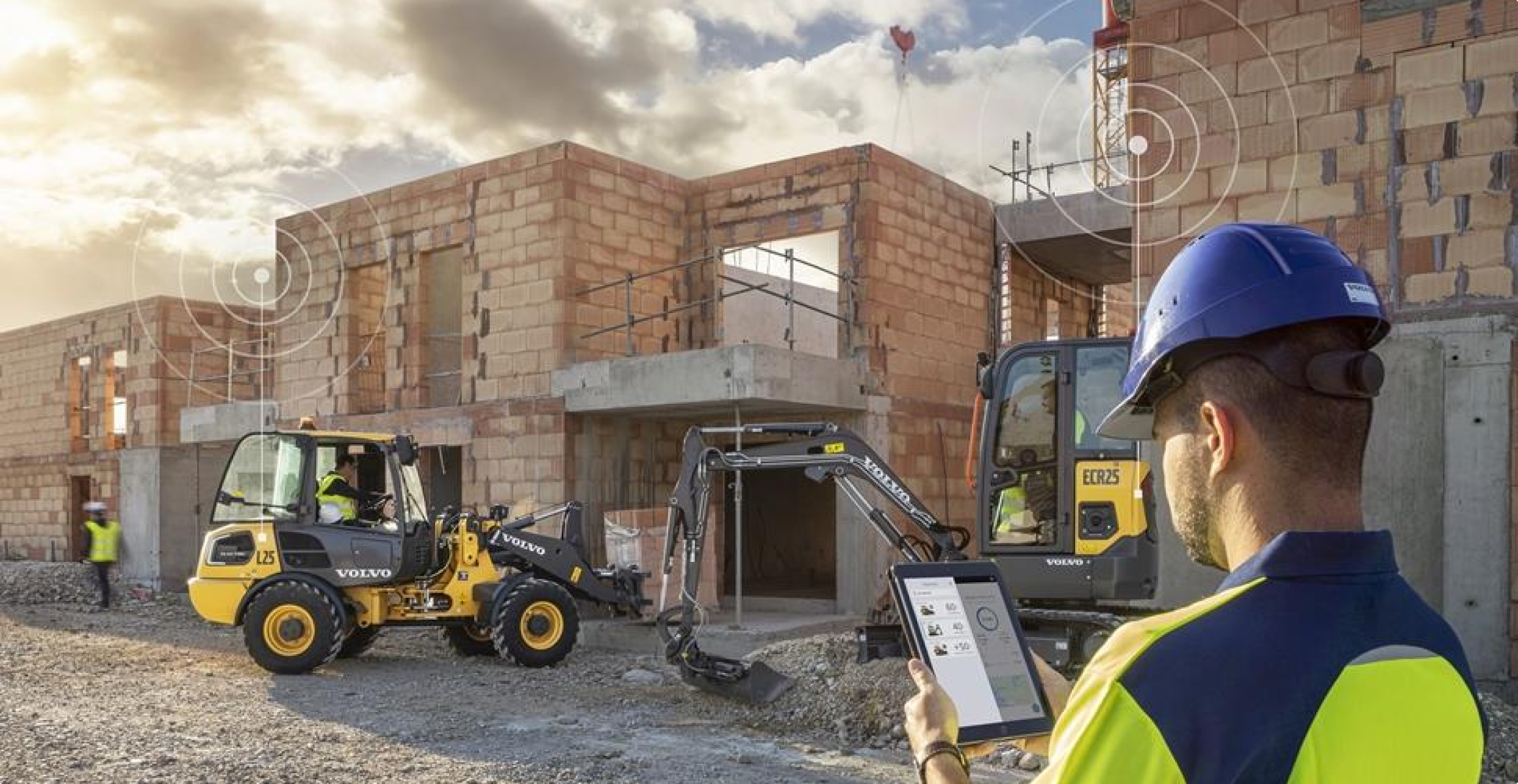 Construction site with electric machines
