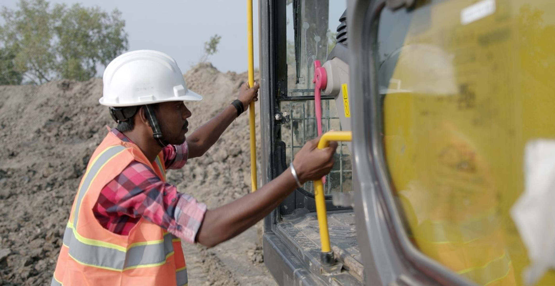 Man entering machine