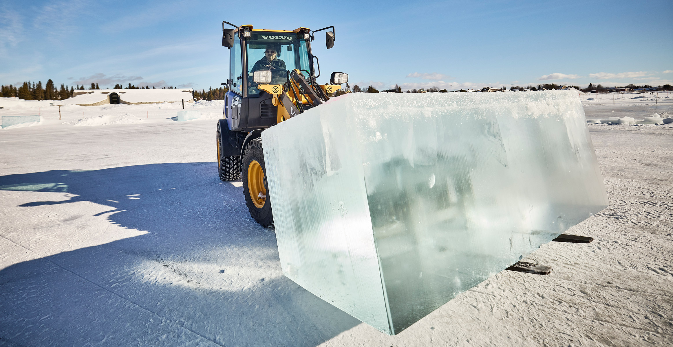 Electric Wheel loader at the ice hotel at Jukkasjarvi