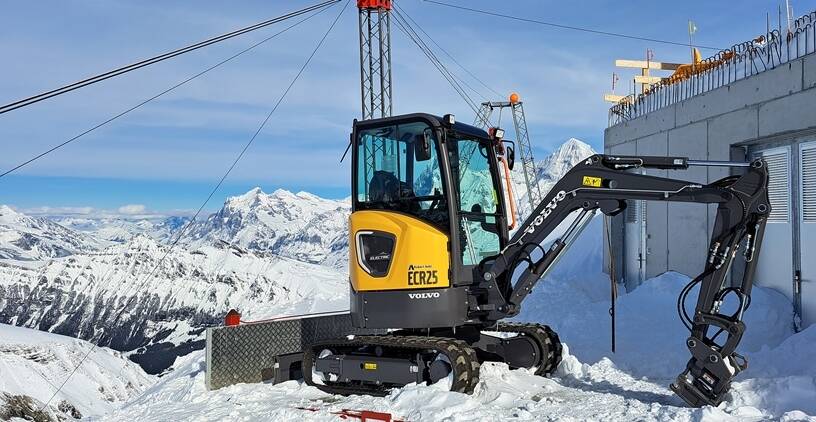 Electric excavator at ski resort