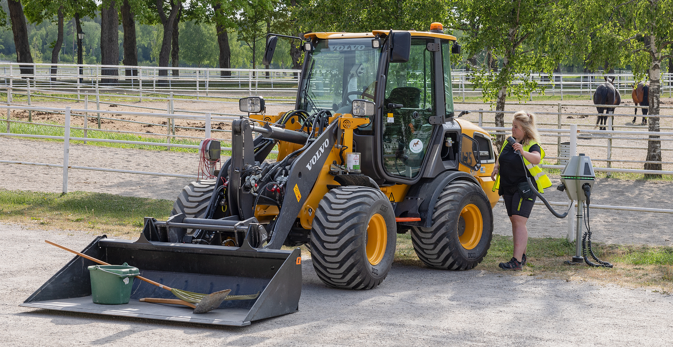 Charging construction equipment in recreation
