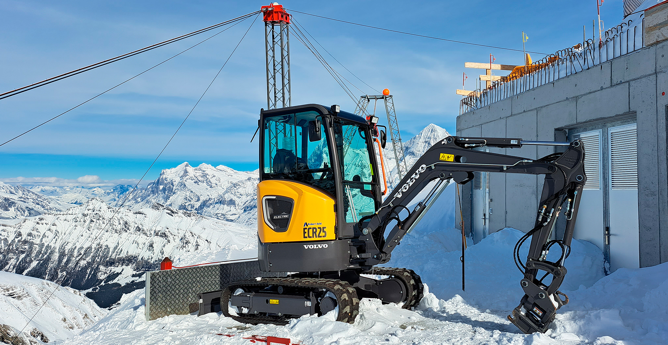 Easy to charge electric excavator at ski resorts