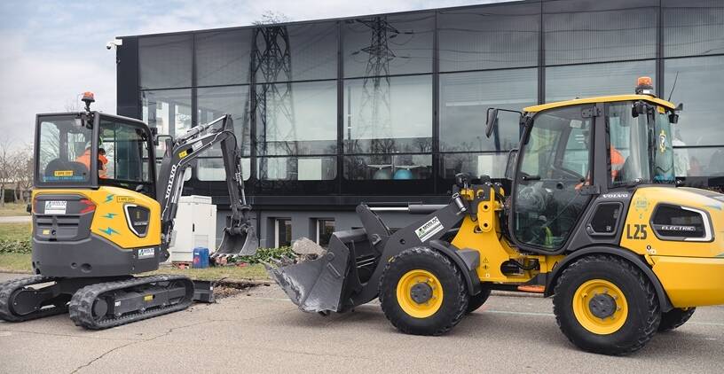 Volvo Electric wheel loader and electric excavator in Lyon