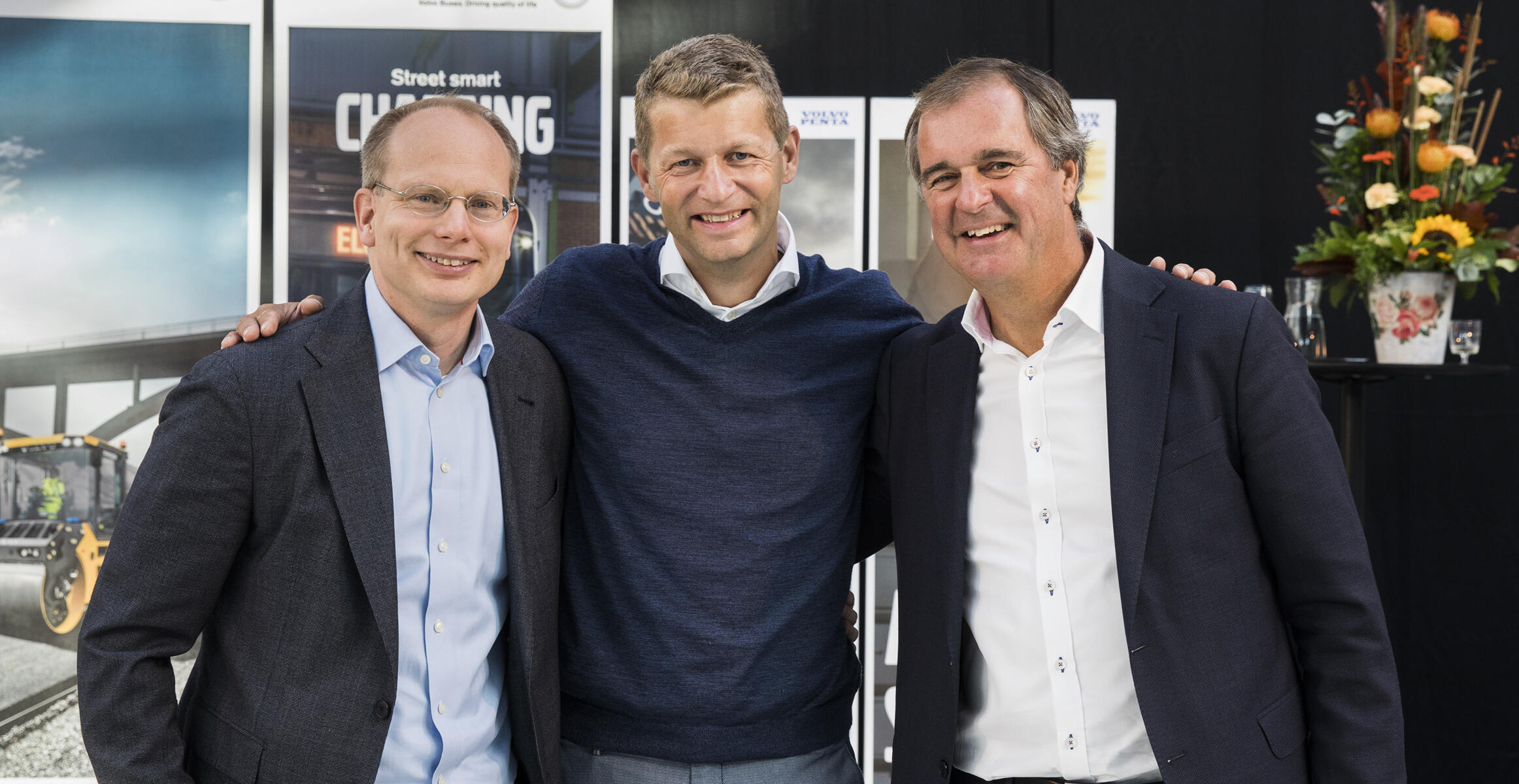 Håkan Agnevall, President of Volvo Buses, Melker Jernberg, President of Volvo CE, and Björn Ingemanson, President of Volvo Penta.