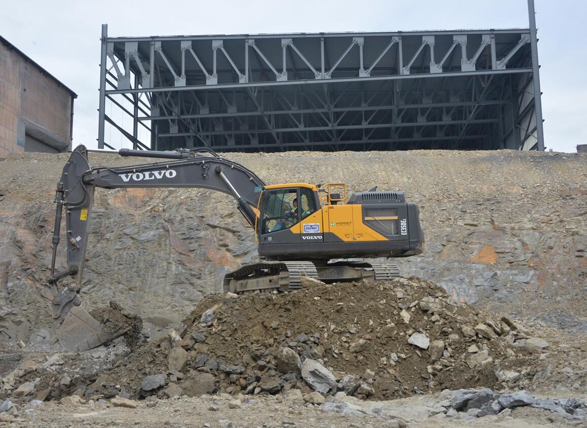 Volvo EC350E excavator equipped with a high tensile reinforced boom