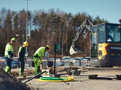 Building charging infrastructure with Volvo electric machines, Volvo Construction Equipment site, Eskilstuna