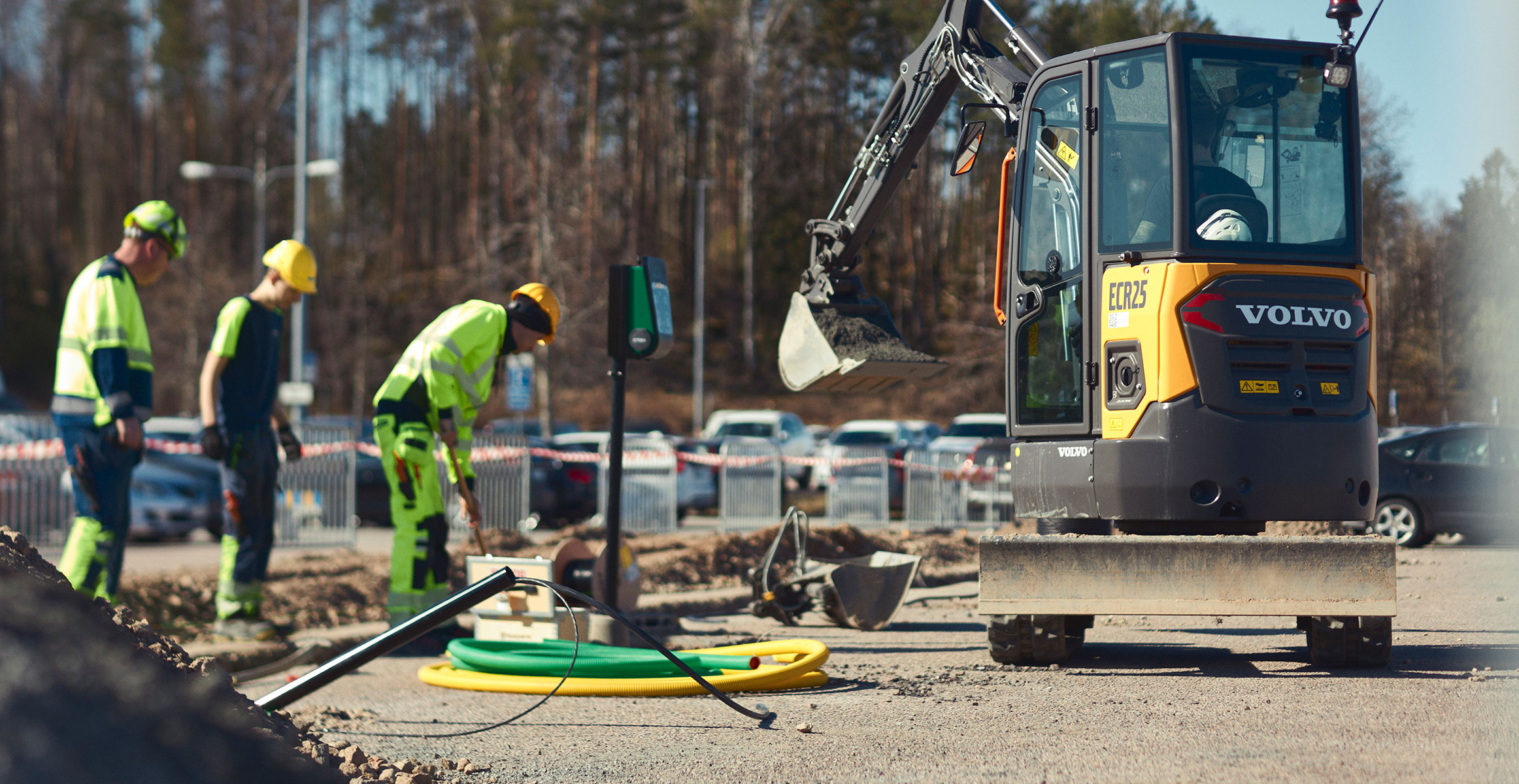 Building charging infrastructure with Volvo electric machines, Volvo Construction Equipment site, Eskilstuna