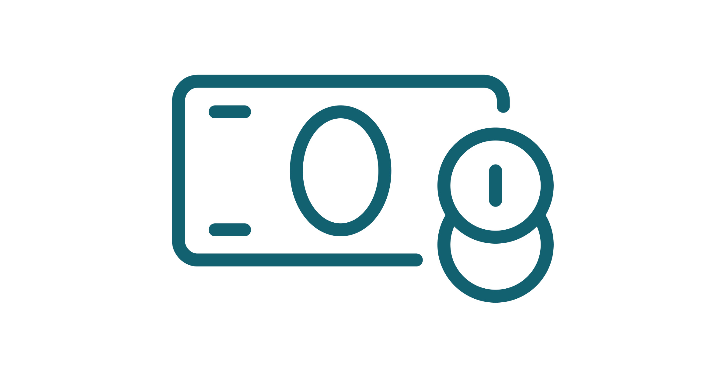 A blue-gray icon of a dollar bill and two coins.