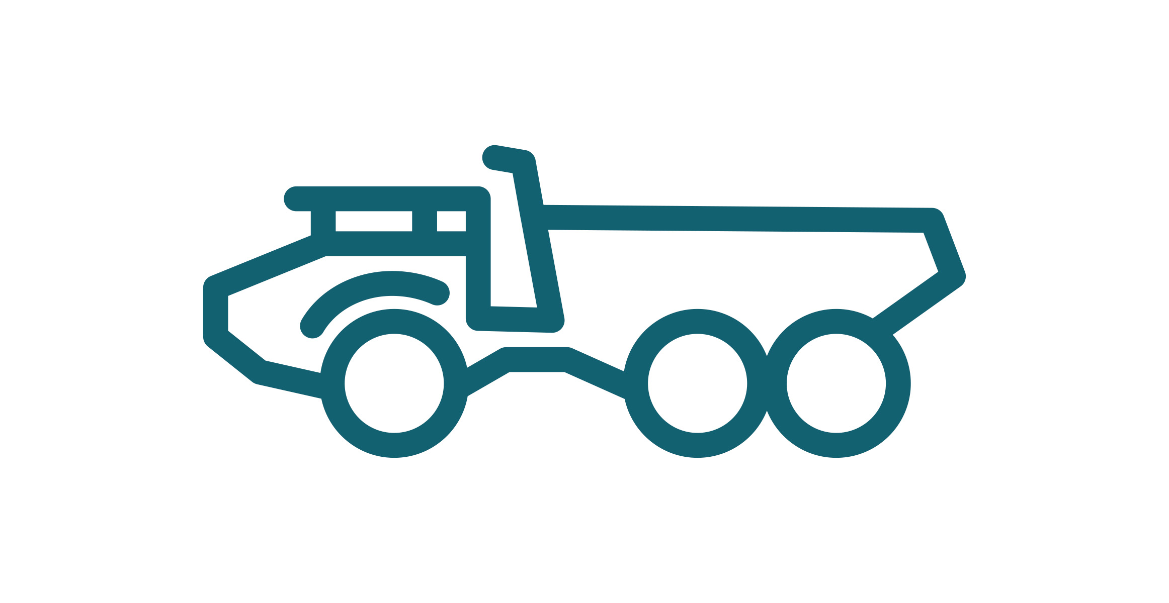 A blue-gray icon of a Volvo A60 articulated haul truck.