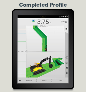 A Volvo Co-Pilot display showing a completed Profile using Dig Assist.