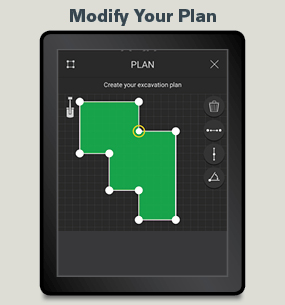 A Volvo Co-Pilot display showing how to modify a Plan using Dig Assist.