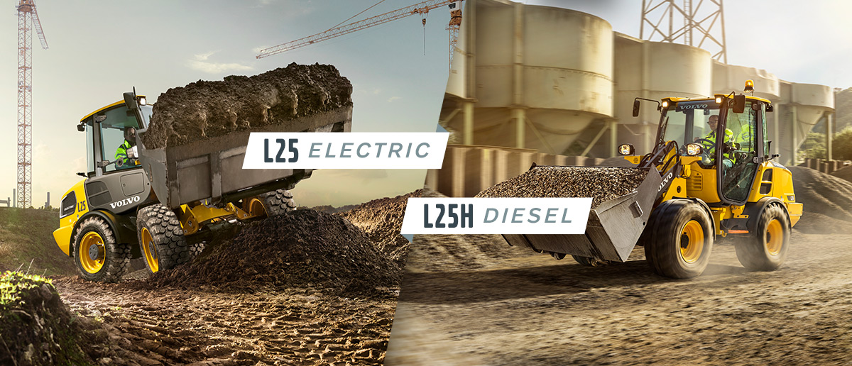 Volvo L25 Electric Wheel Loader vs. L25H Diesel Wheel Loader in Operation
