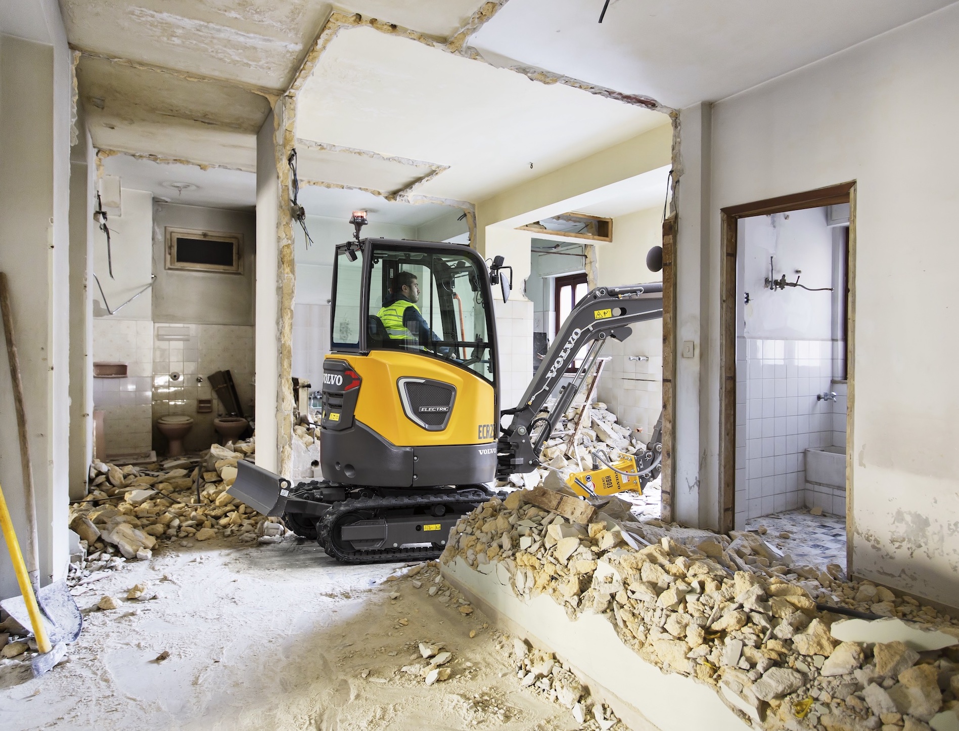Volvo ECR25 Electric Excavator for Indoor Demolition
