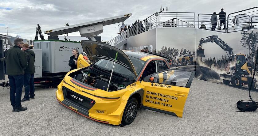 FIA World Rallycross Car on display at Volvo's CONEXPO 2023 booth