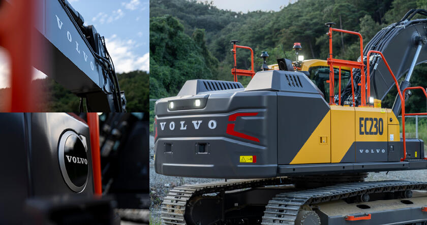 Exterior images of new Volvo excavators.