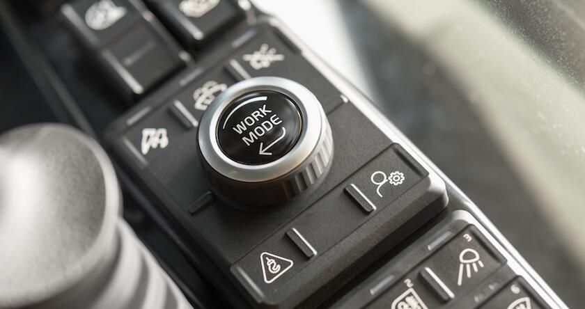 The Work Modes selector knob in a new Volvo excavator.