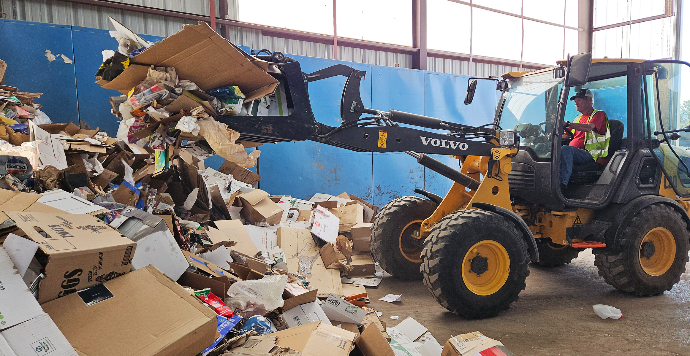 Volvo L20 Electric compact wheel loader at Phoenix Recycling in La Plata County, Colorado.