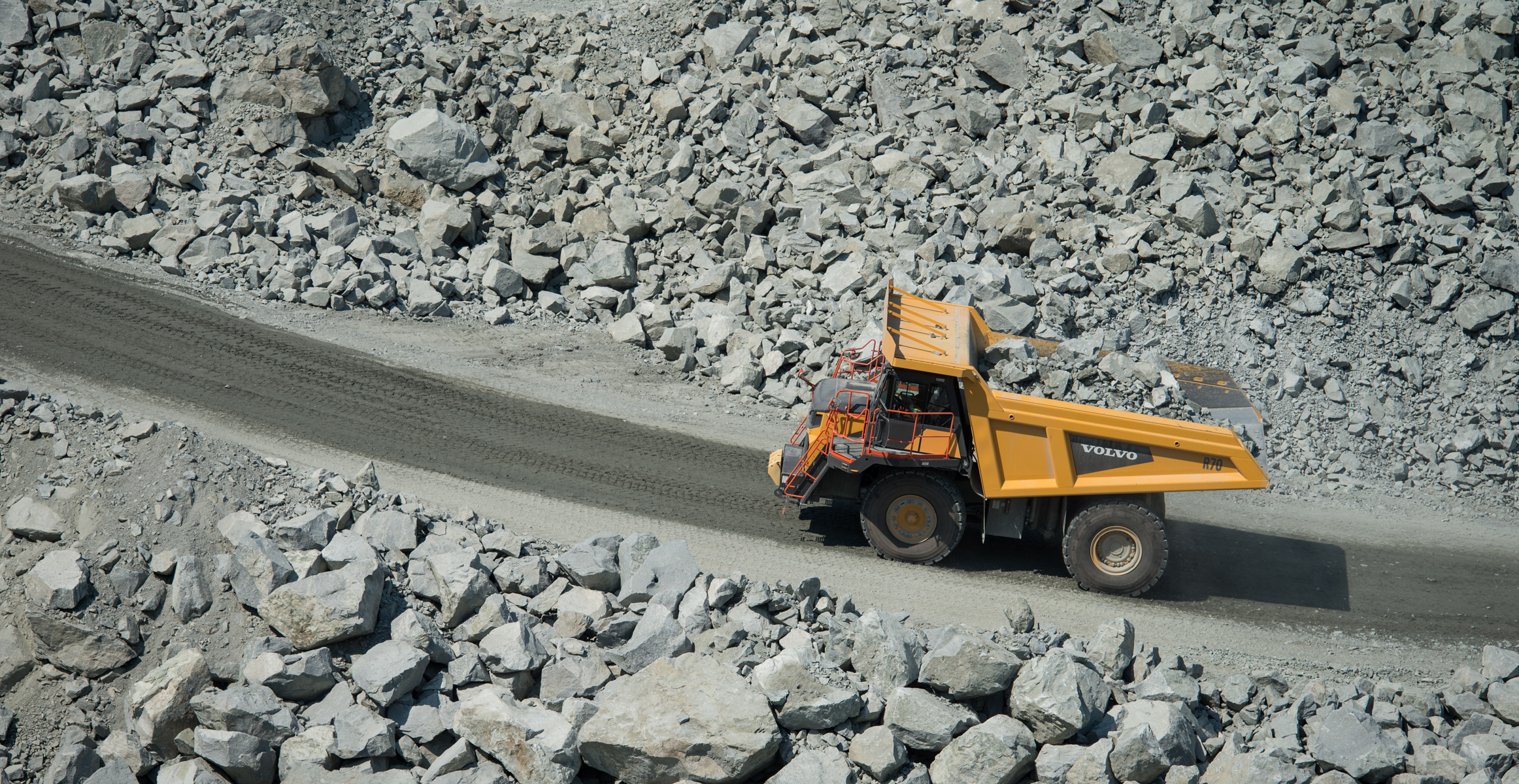 Volvo R70 Rigid Hauler at Pitt River Quarries near Vancouver