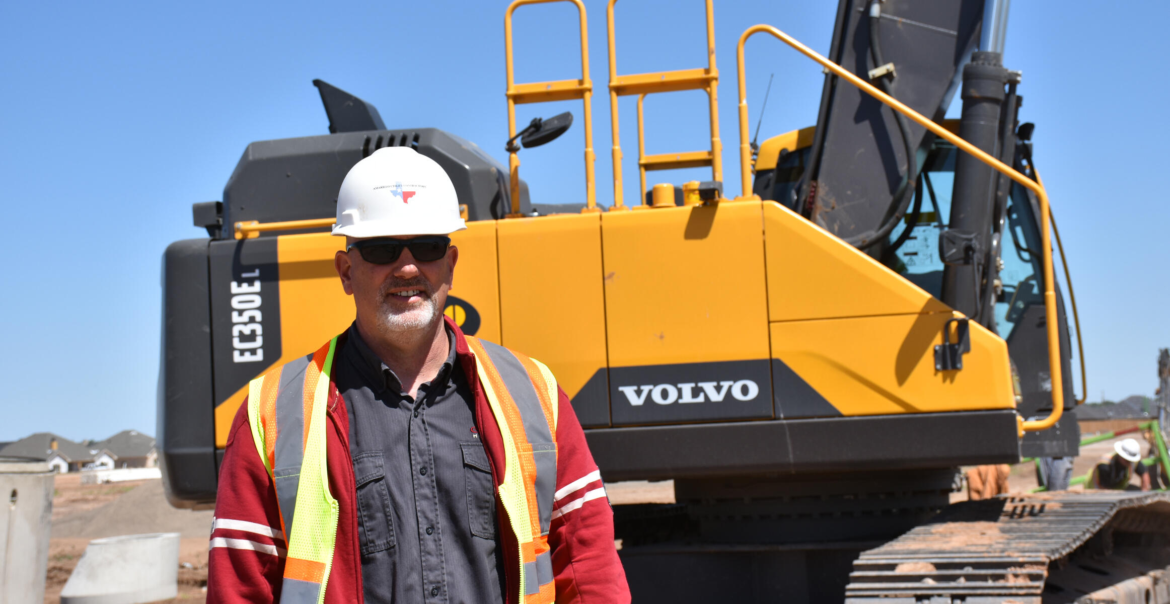Operator Rusty Wilkinson uses a Volvo EC350E crawler excavator in Amarillo, TX