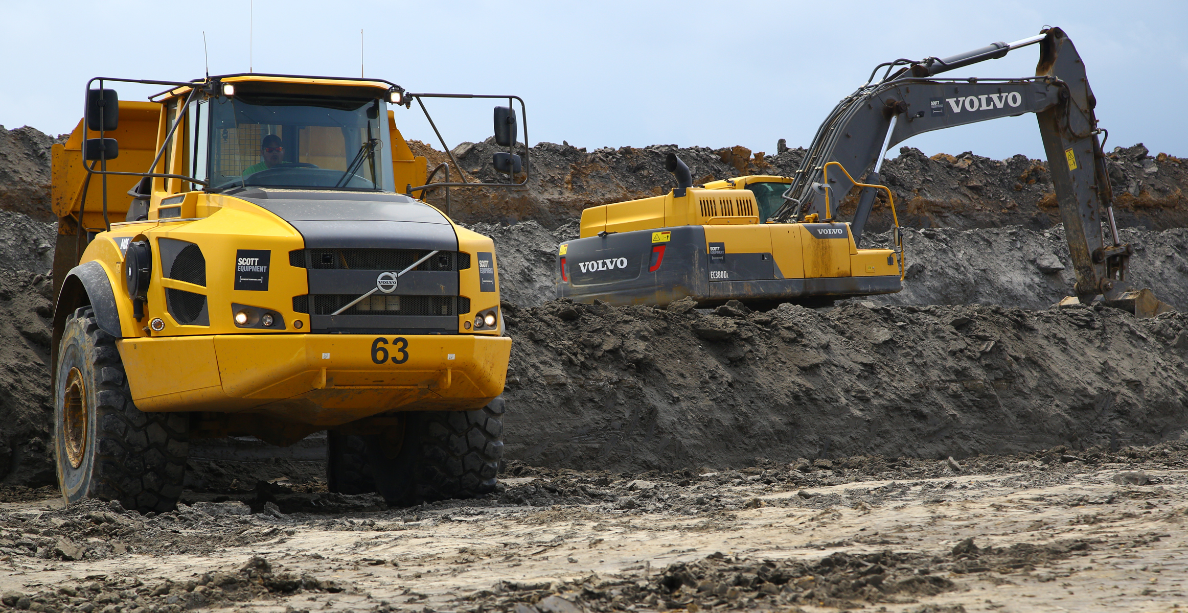Fuel efficient Volvo articulated trucks and crawler excavators