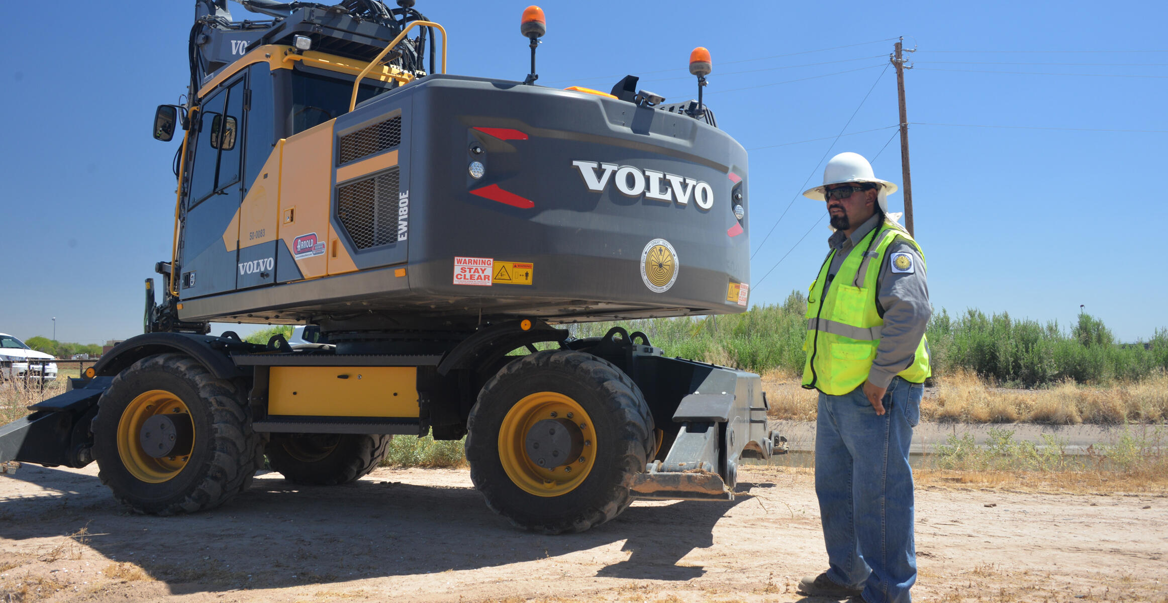 Volvo EW180E wheeled excavator used at Salt River PIMA-MARICOPA Indian Community