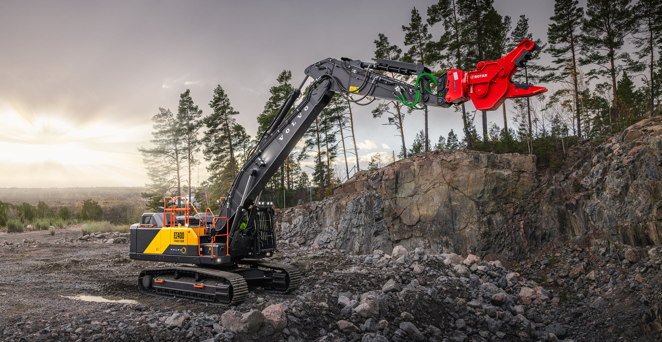 Volvo EC400 straight boom demolition excavator
