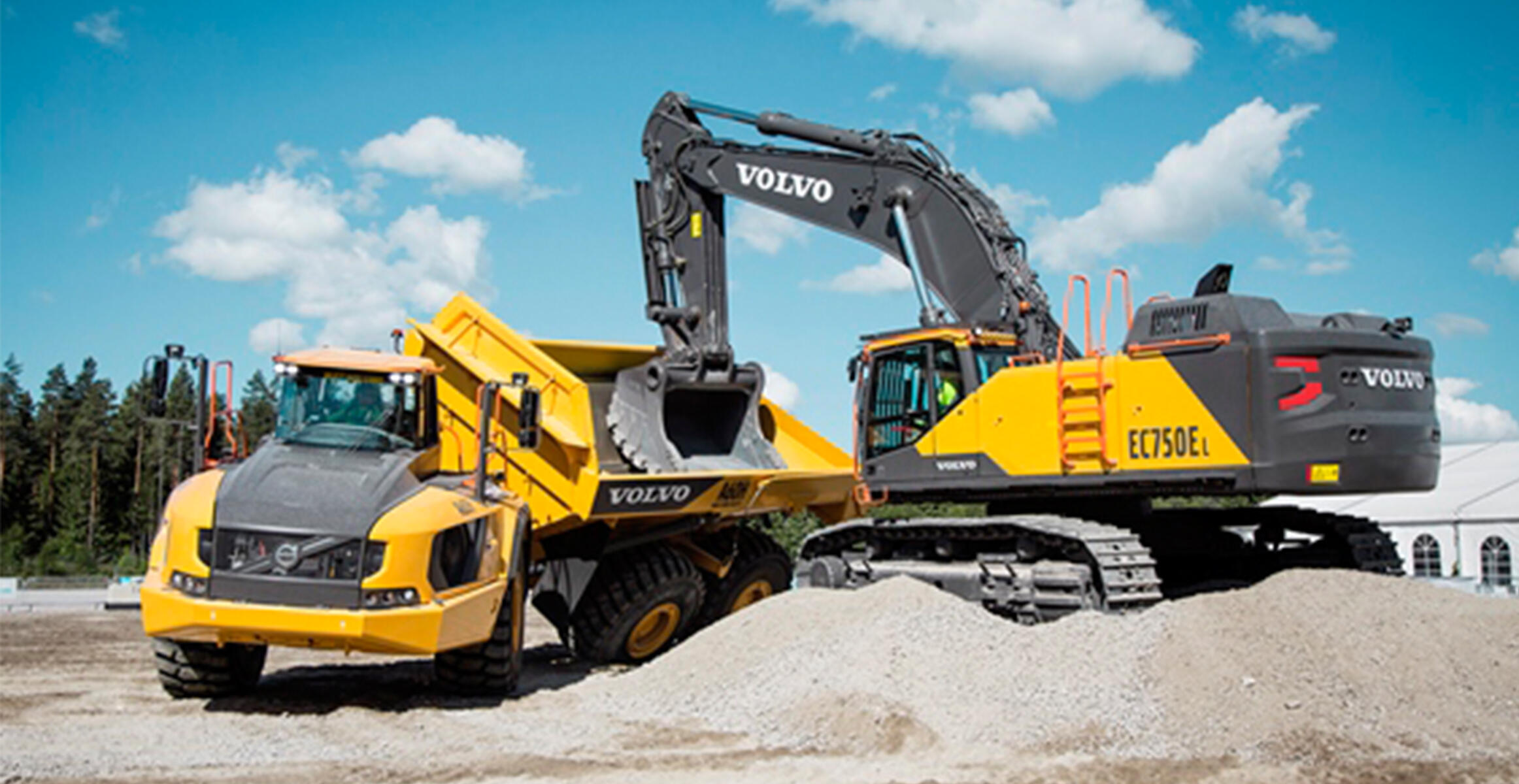 Volvo A60H articulated truck and EC750E excavator