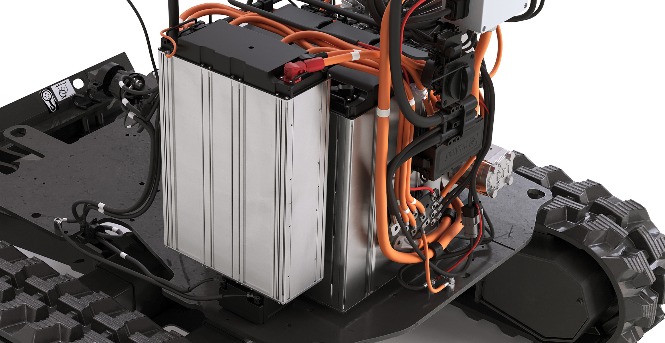 A look at the lithium-ion battery packs inside a Volvo electric excavator.