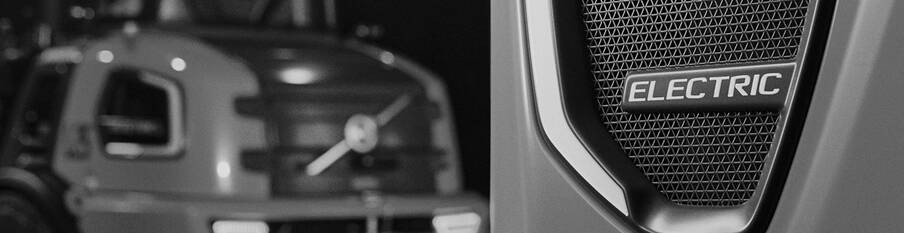 Close up of Electric emblems on Volvo electric equipment