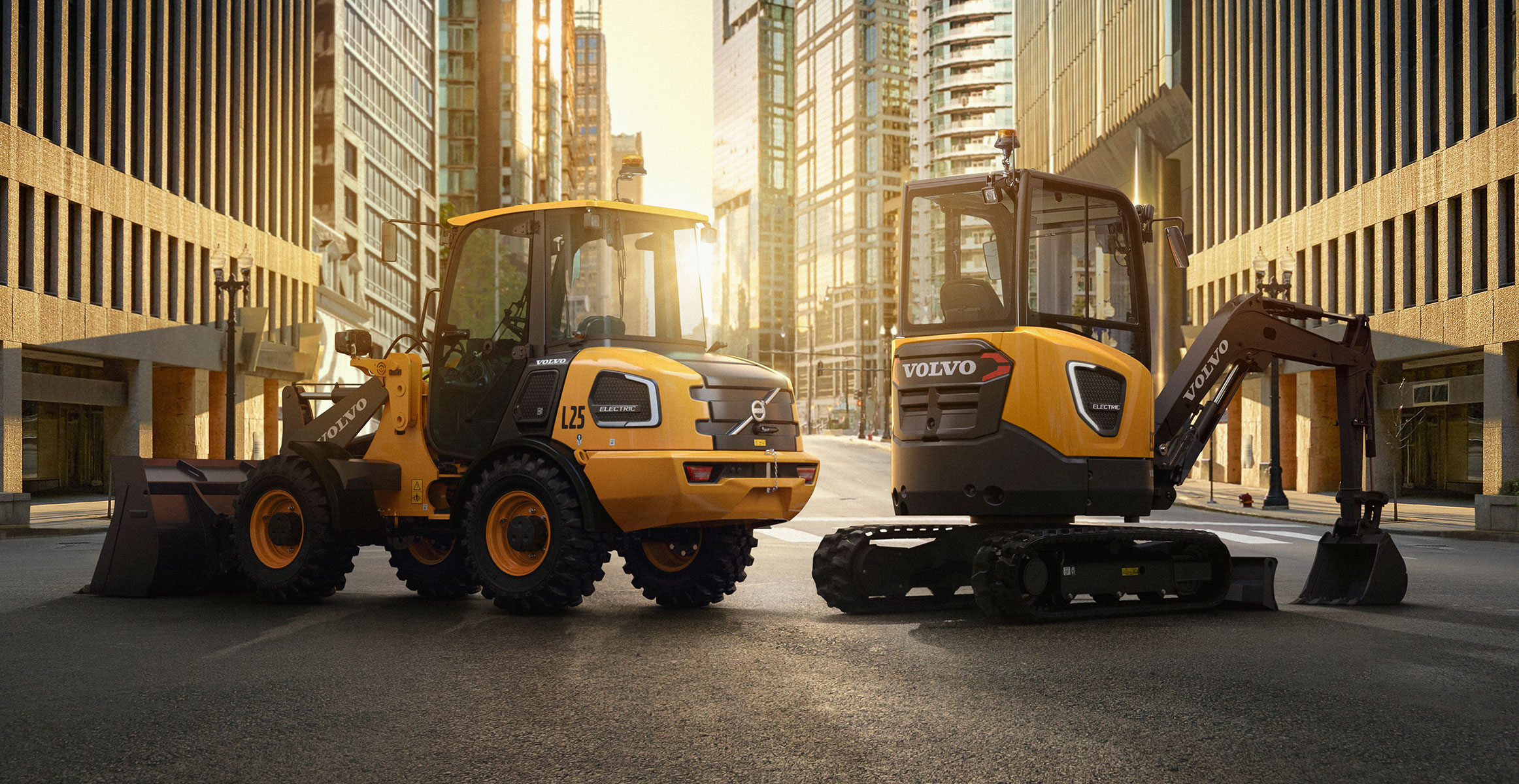Volvo Electric Compact Wheel Loader and Electric Excavator