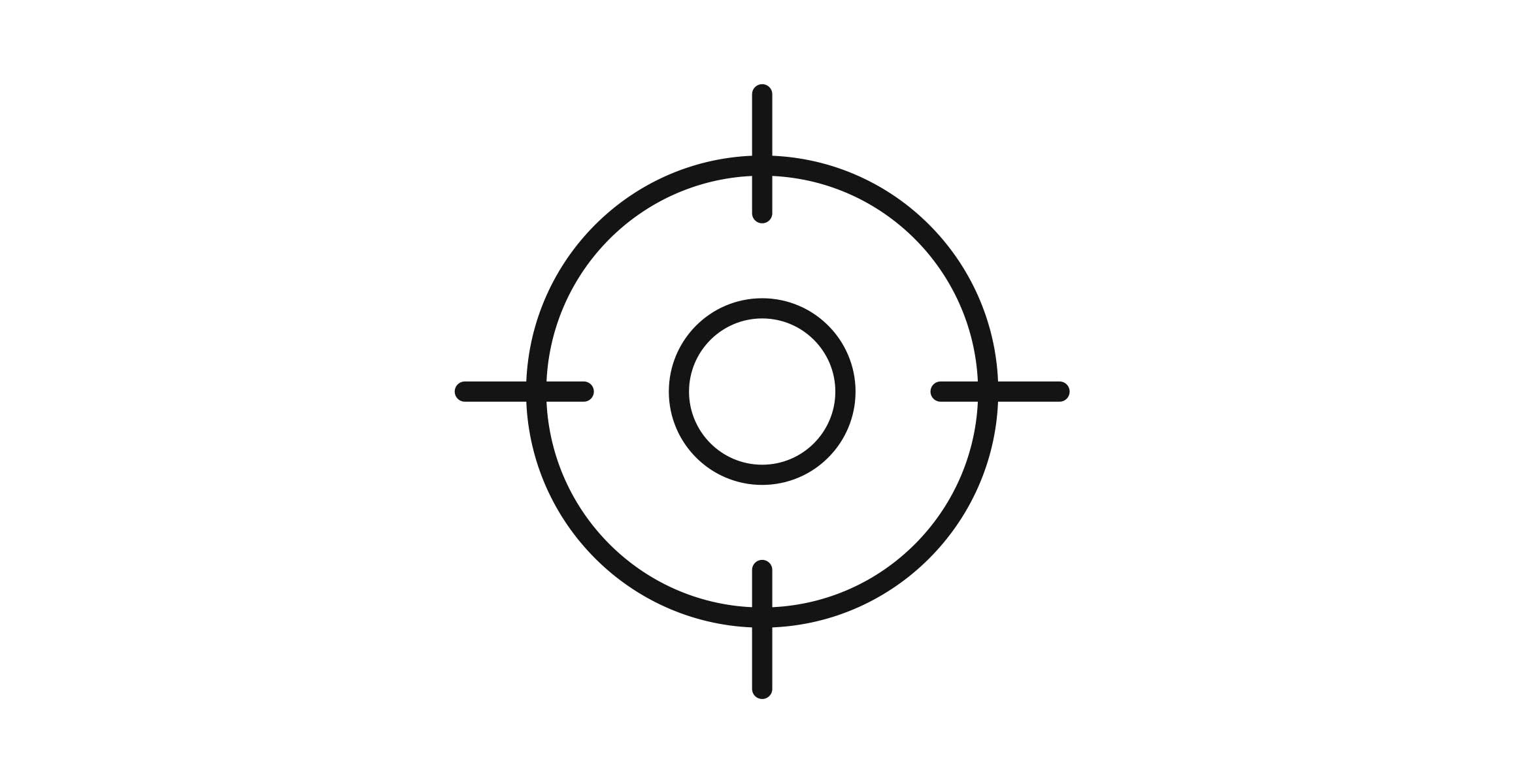 Black and white icon of a target representing accuracy with the Volvo Active Control excavator GPS system. 