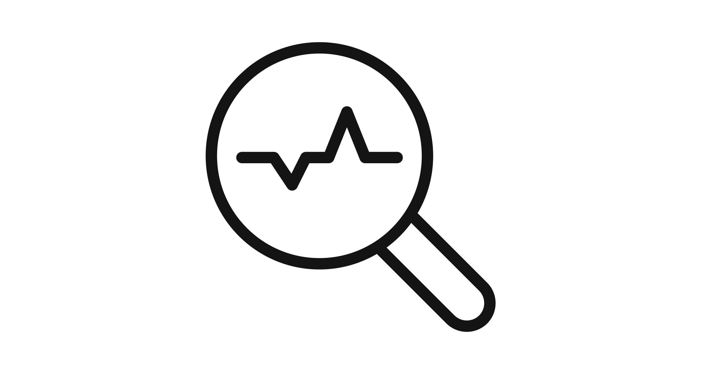 Magnifying glass icon over a fleet utilization graph representing ActiveCare Direct telematics analysis.