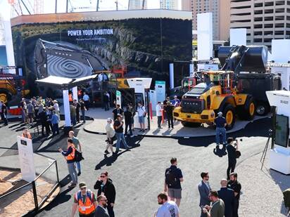 A view of the Volvo Construction Equipment booth during CONEXPO 2026.