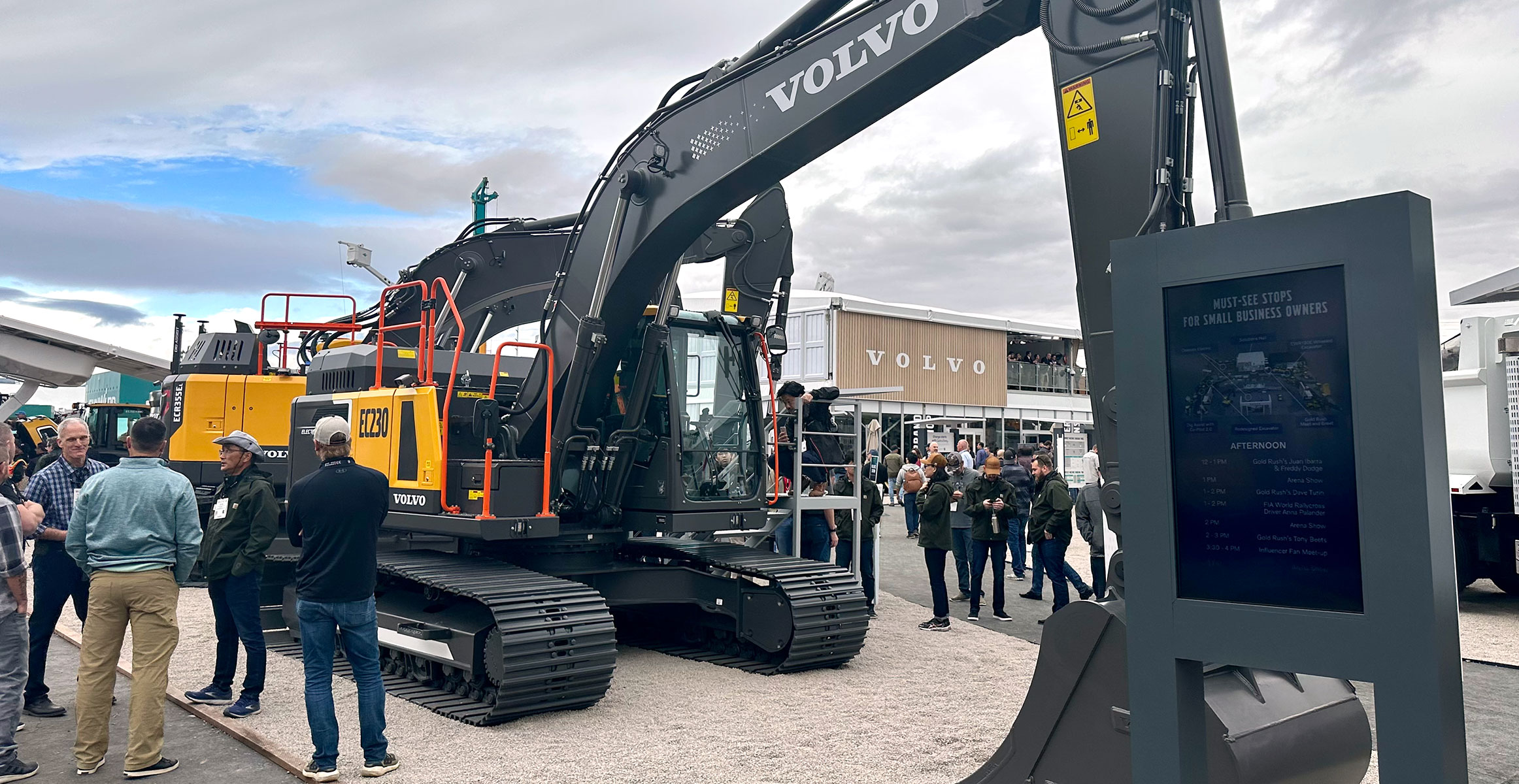 A Volvo crawler excavator on display at CONEXPO 2023.