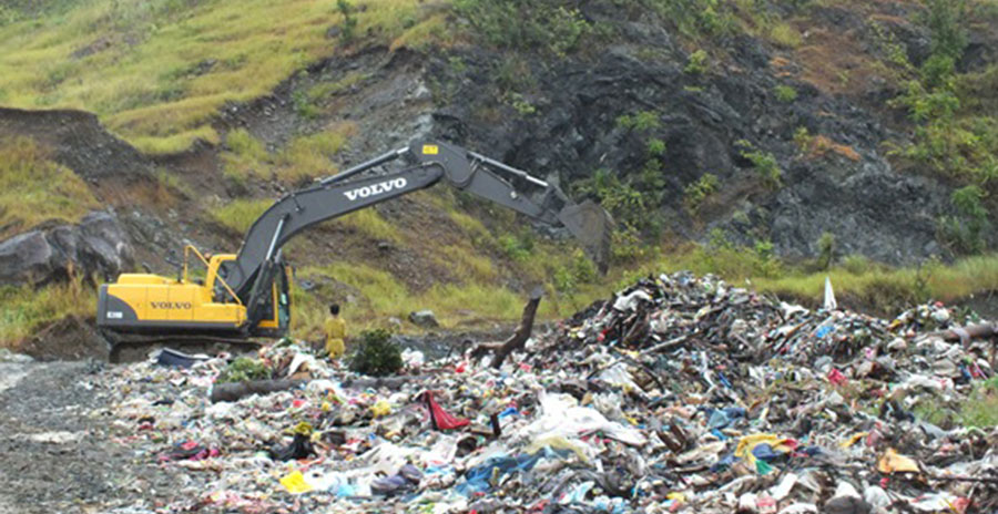 The Volvo is on hand to help clean up the area