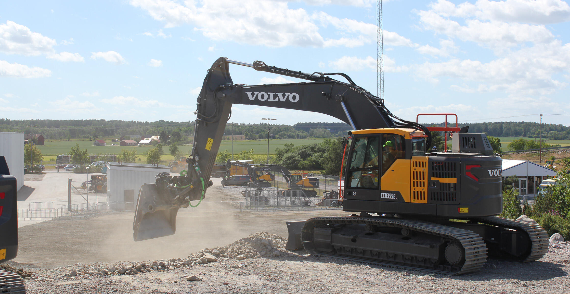 Volvo ECR355E short swing radius crawler excavator at the Volvo Customer Center in Eskilstuna, Sweden