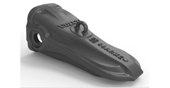 Volvo attachments abrasive material and rock tooth