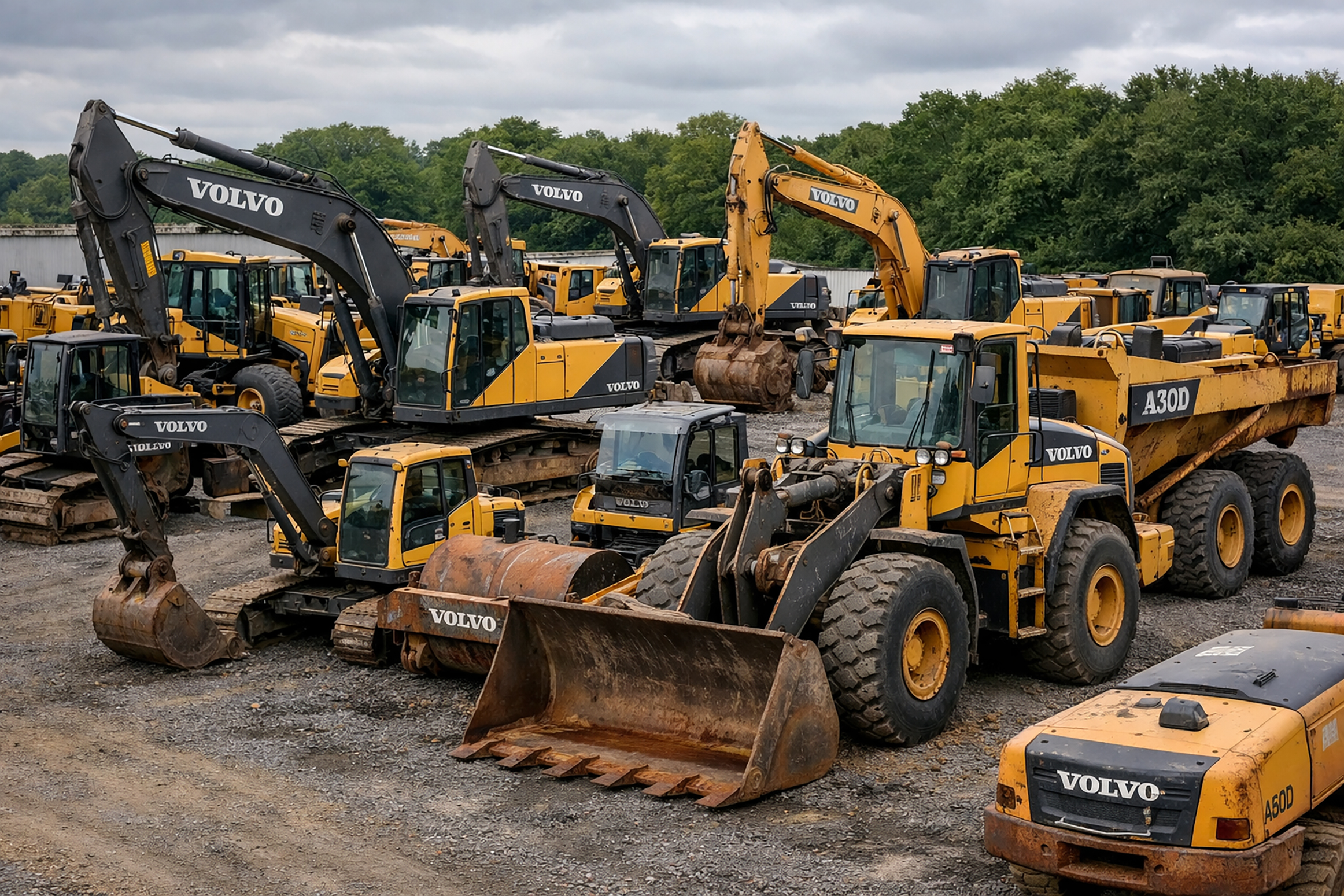 Photo of an assortment of used Volvo CE machines